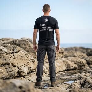 MARINES The Few The Proud T-Shirt  "Pain is weakness leaving the body “ Medium